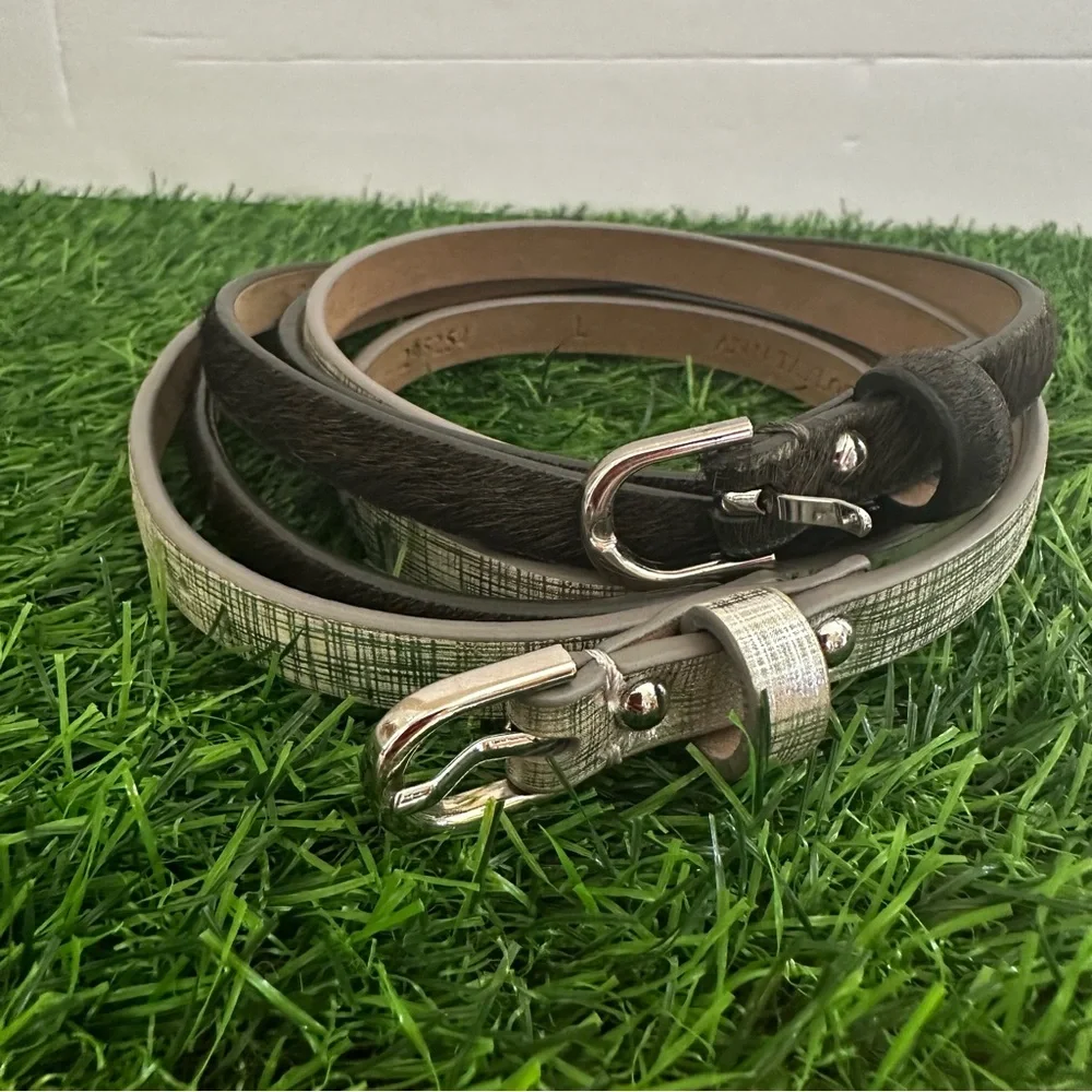 Ann Taylor Genuine Leather Bundle of Silver and Black Belt Size Large - Picture 4 of 14